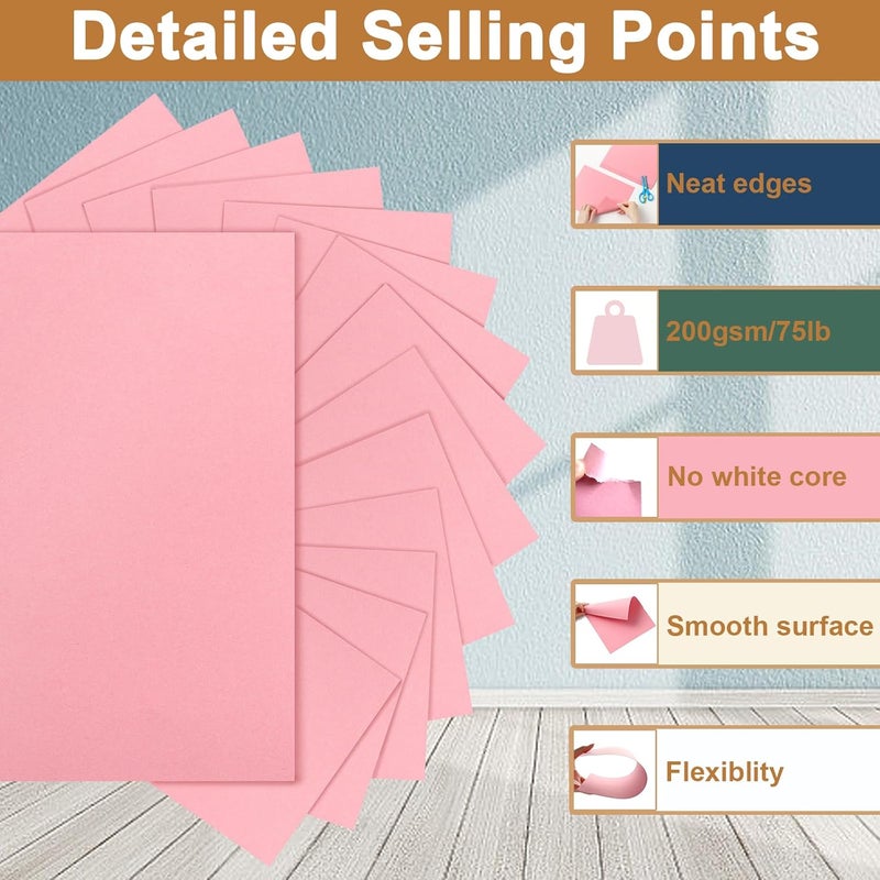 Silunkia 40 Sheets Candy Pink Cardstock 8.5 x 11 Craft Paper, 75lb Premium Heavyweight Paper Card Stock for DIY Cards Making, Greeting Cards, Party Decorations, Wedding Invitations, Christmas - Image 3